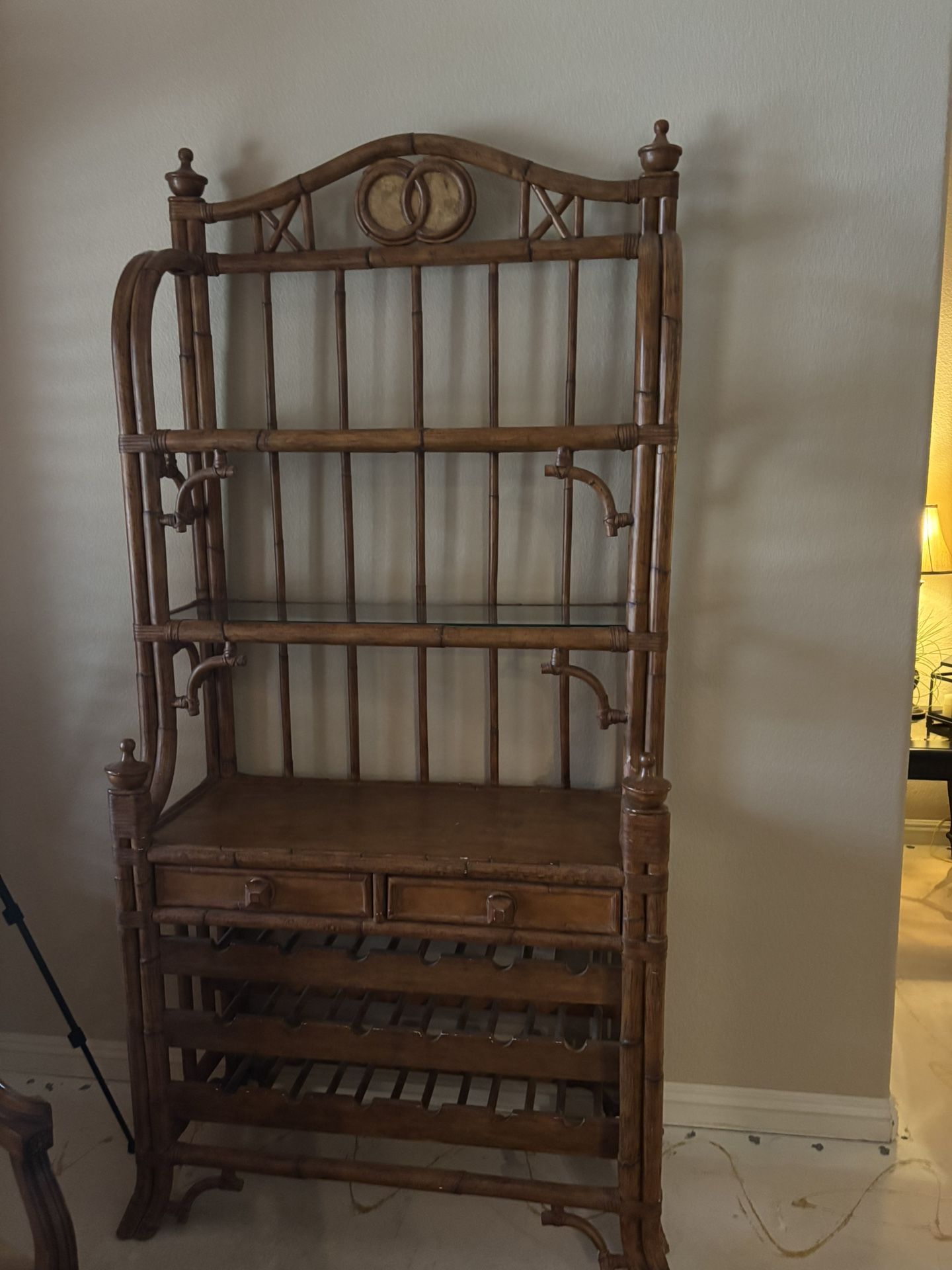 Hutch With Glass Shelves And Wine Racks