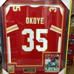 KC Chiefs Christian Okoye JSA Auto PRO Framed