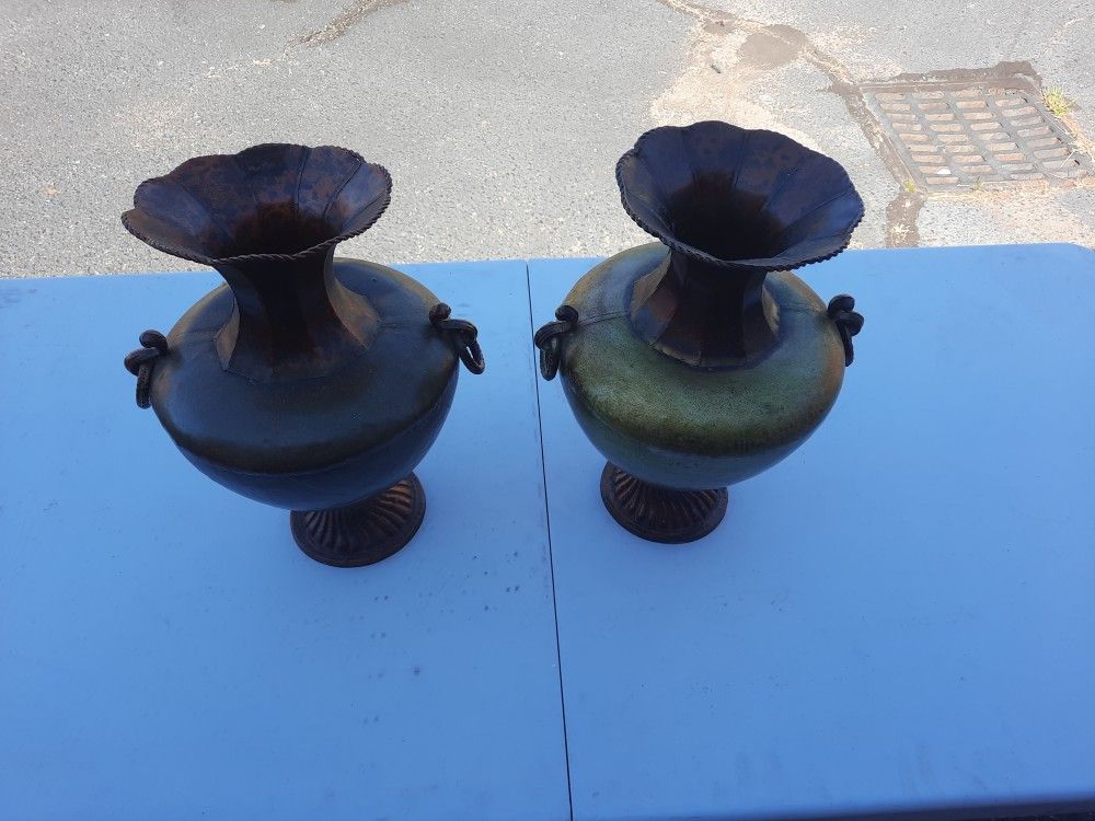 Matching Decorative Vases Green And Brown