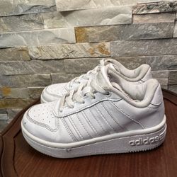 Child Sz 11.5 Adidas Hoops 2.0 White Sneakers Shoes Lace Up 