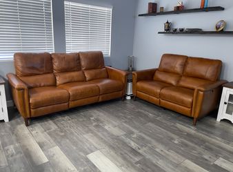 Remy Leather Power Reclining Sofa and Loveseat with Power Headrest