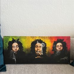 Bob Marley Canvas Art with Vibrant Rasta Colors