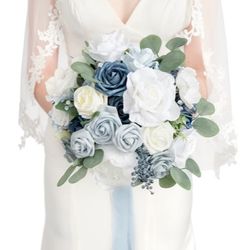 NIB Ling’s Moment Bridal Bouquet - Dusty Blue