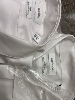 Calvin Klein Steel White Dress Shirts Slim Brand New 