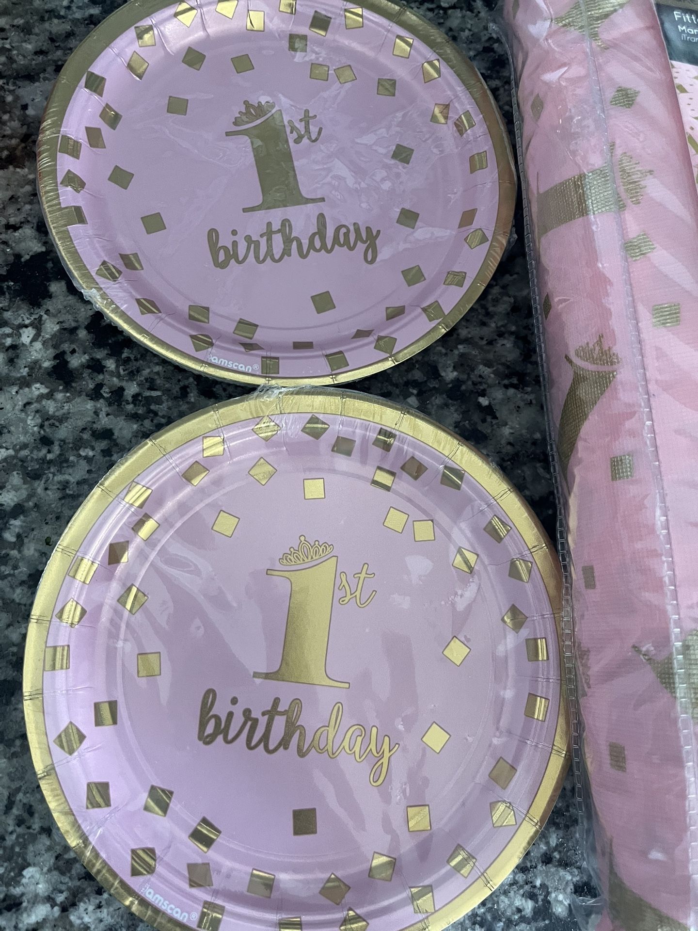First Birthday Table Cloth And Plates