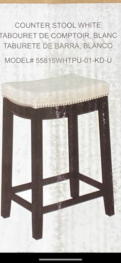 2 NEW WHITE FAUX LEATHER STOOLS