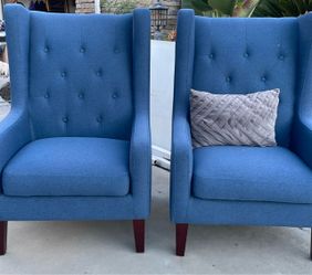 Pair of Blue Wingback Chairs
