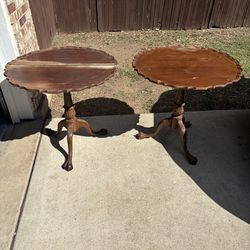 A set of VINTAGE BIGGS CHIPPENDALE MAHOGANY TILT TOP TEA TABLES