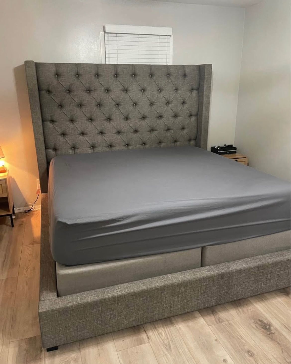 King size bed frame with backboard