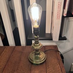 Vintage farmhouse small brass table lamp