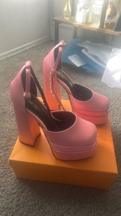 Pink Platform Block Heel Pumps