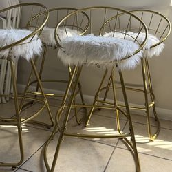 Bar stools white gold