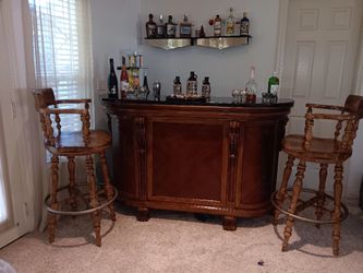 Wet Bar Fits Small Space 2 Swivel Bar Chairs
