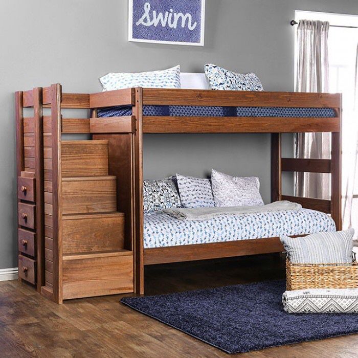 Twin bunk bed with drawer storage