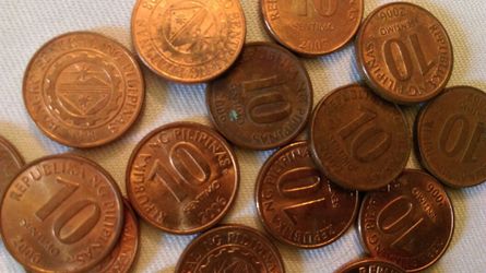 50 Philippines 10 sentimo coins