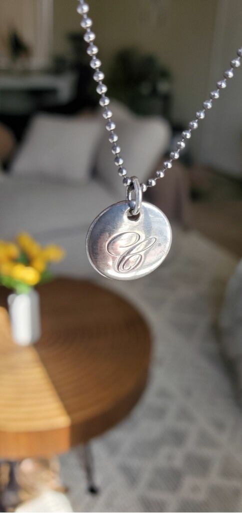 100% Authentic Tiffany Silver Letter C Charm 0.50”. 2 Grams