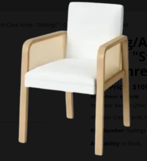 Dining/Accent Chair with Cane Arms- "Stallings" - Cream Color - By Threshold