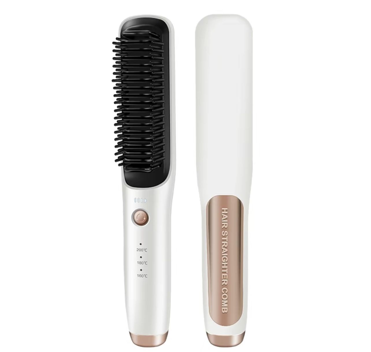 Wireless Hair Straightener Brush Portable Cordless Electric Mini Hot Iron, White