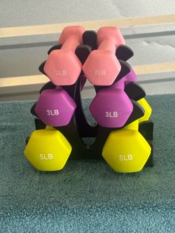 Rand New Dumbbell Set with Stand, Neoprene-Coated Hand Weights (2lb, 3lb, 5lb) for Home Gym