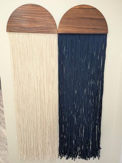 2 pcs Bohemian Macrame Wall Art - Blue & Ivory