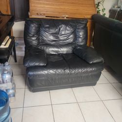 Black Leather Couch Single Used