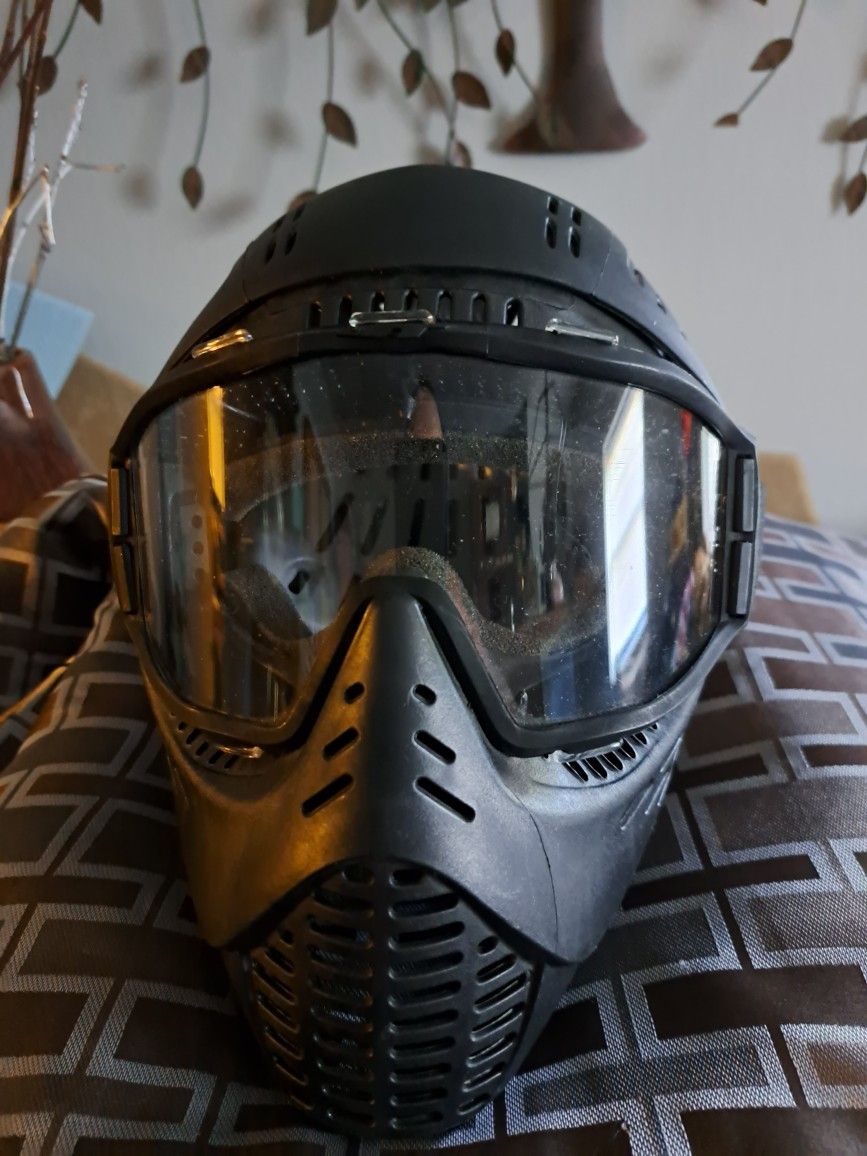 JT Full Coverage Headshield Goggles Black With Chinstrap Paintball Helmet