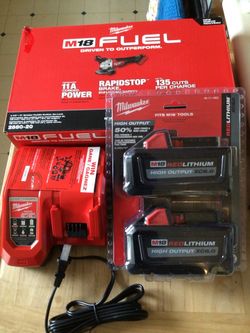 Milwaukee M18 FUEL Grinder 4-1/2”/5” With 2PK HIGH OUTPUT 6.0 Batteries And Rapid Charger.  Brand NEW.