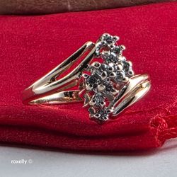 14K Yellow Gold Genuine Diamond Cluster Ring Size 5.75 - Solid Gold!/ Anillo de Oro con Clúster de Diamantes! 👌🎁Post Tags: Anillo de Oro