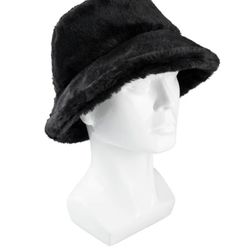 Black Jessica Simpson Women’s Adjustable-Fit Faux Fur Bucket Hat.