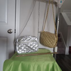 Silver & Gold Colors Crossbody  Chain Bags. Like New Both
