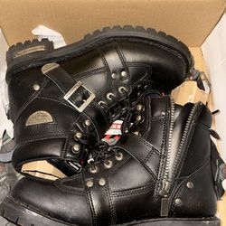 Milwaukee Motorcycle Company Road Captain Leather Women's Black Motorcycle Boots