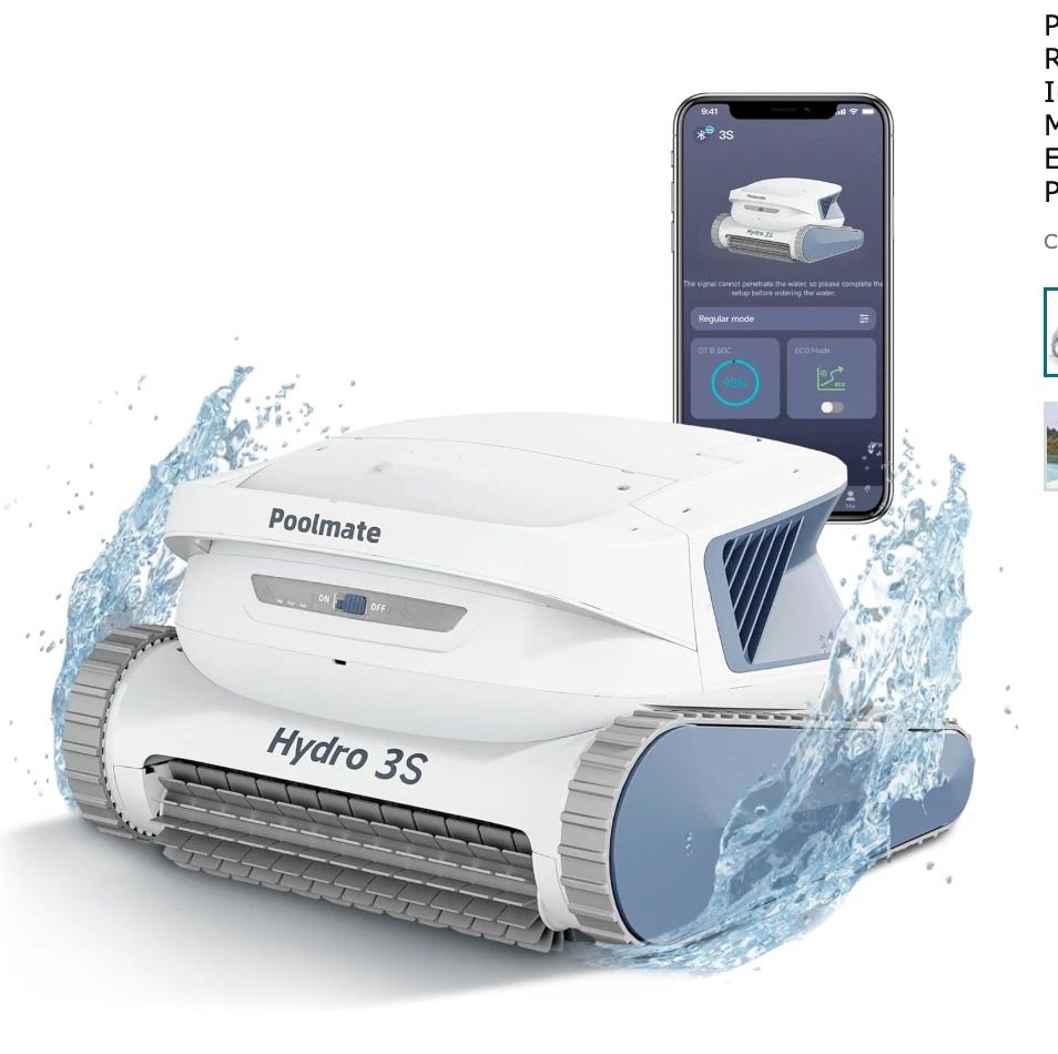 Poolmate Hydro 3S Cordless Robotic Pool Vacuum , 4 Cleaning Modes, App