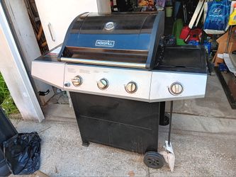 4-Burner Propane Gas Grill in Black with Side Burner.