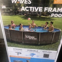 Summer Waves 14ft x 36in Wicker Metal Frame Pool Set