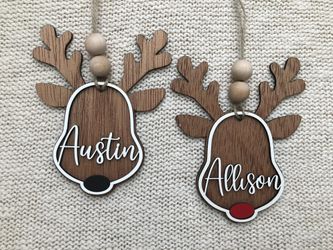 Personalized Reindeer Christmas Ornament 
