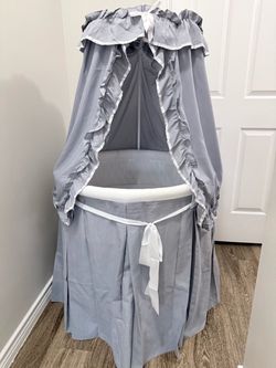Badger Basket's Empress Round Baby Bassinet with Canopy