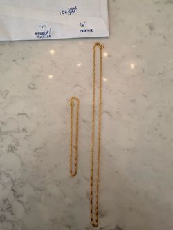 10K Solid Gold Singapore Chain & Bracelet Set