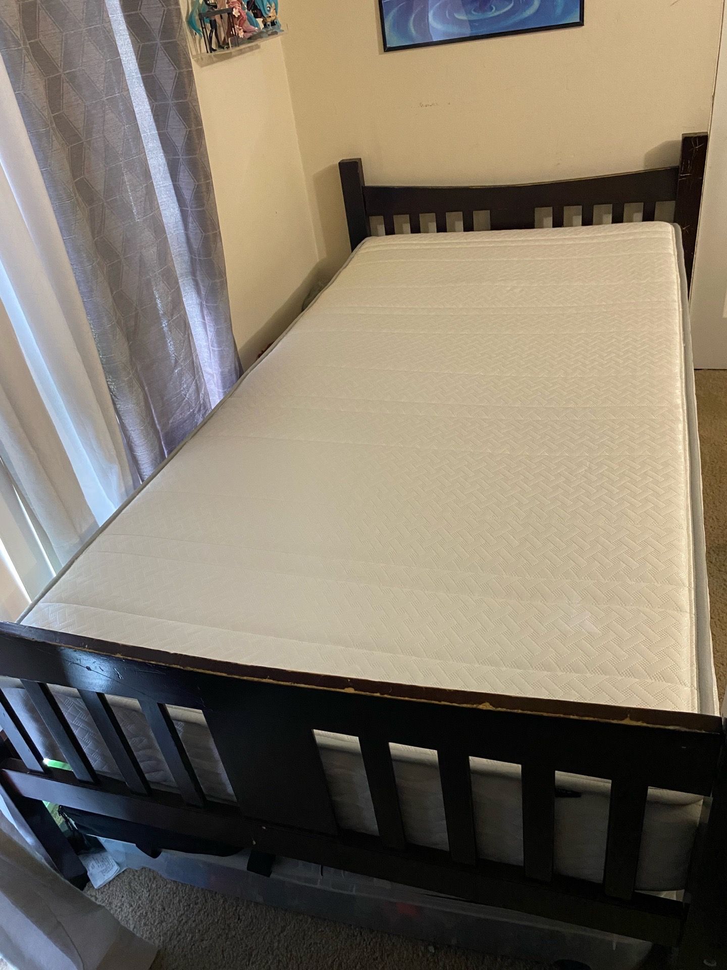 Twin size bed frame and brand new mattress