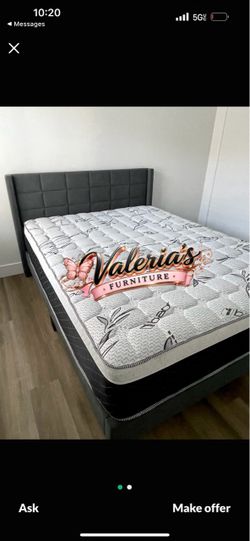 New Queen bed frame with mattress