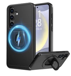 FUNMIKO for Samsung Galaxy S24 Case, Wireless Charging Compatible Black