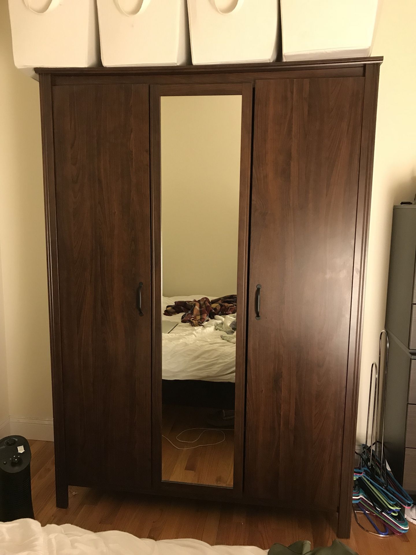 IKEA brusali Wooden wardrobe with double doors and mirror 50%. off original price. No longer made