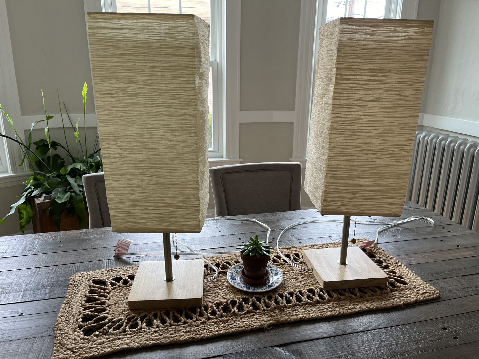 Matching Rectangular Fabric Table Bedside Lamps