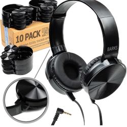 Barks Classroom Headphones (5 Pack, Stealth) - On-Ear Premium Student Bulk Headphones: Perfect for Kids K-12, Schools & Class Sets 