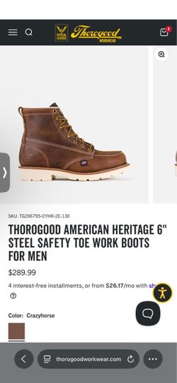 Thorogood American Heritage 6" Steel Toe Work Boots size 14