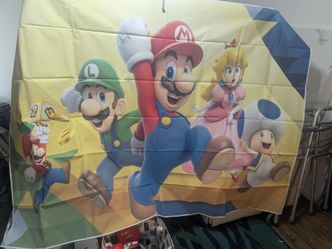 Super Mario Birthday decorations banner with Mario that makes sounds $25 OBO