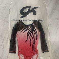 GK Gymnastics Competition Long Sleeve Leotard Girls 10-12 Special Order Pink Black 