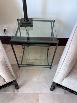 Glass coffee table with matching side table