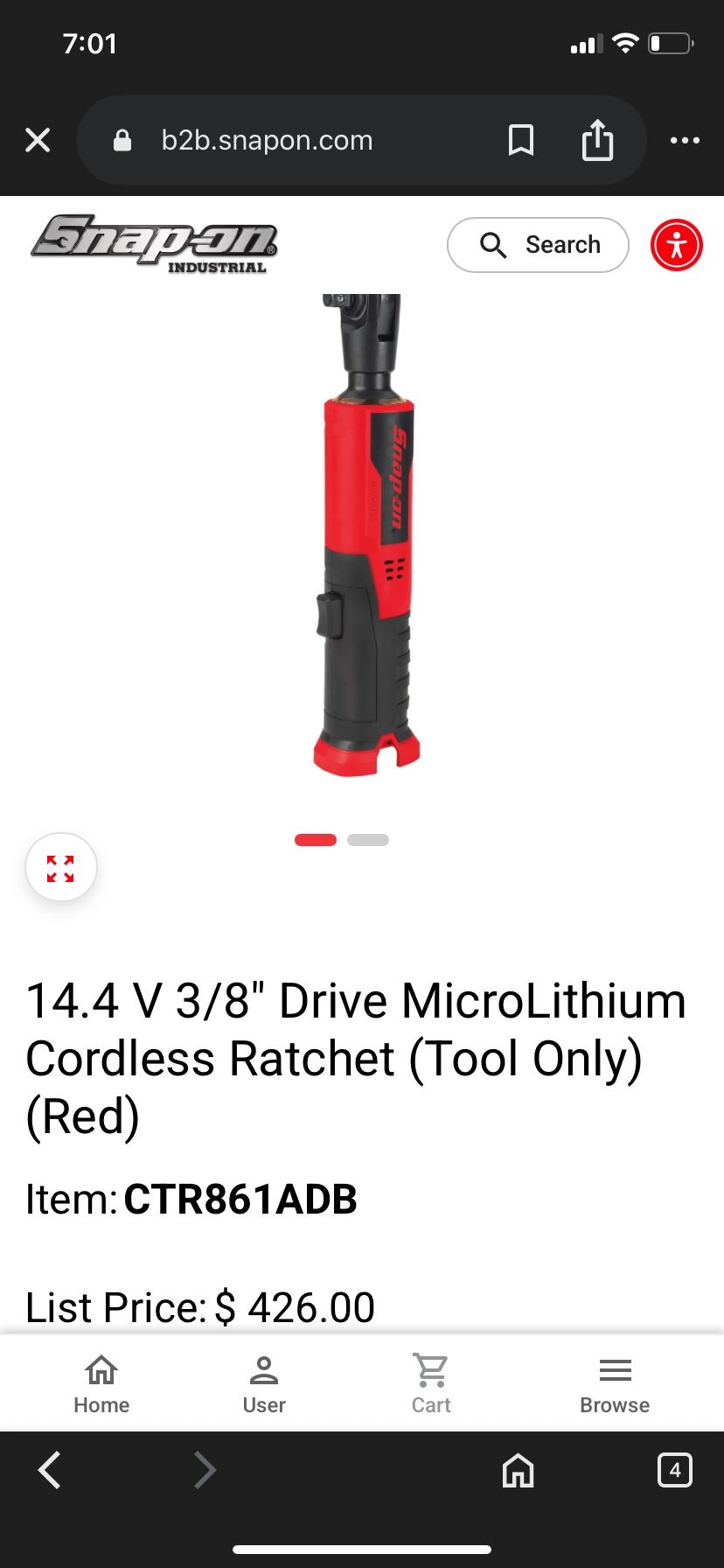 Snap On Cordless Ratchet 3/8