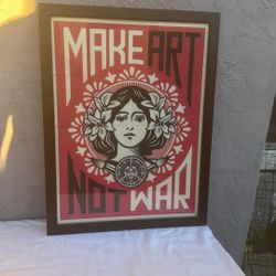 “ MAKE ART NOT WAR” Shepard Fairly (Obey) Poster Canvas Black Frame