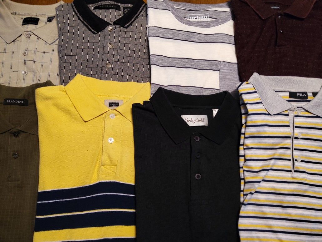 Men's Pullover Short Sleeve Shirts, Size Large, 8 Piece Assortment